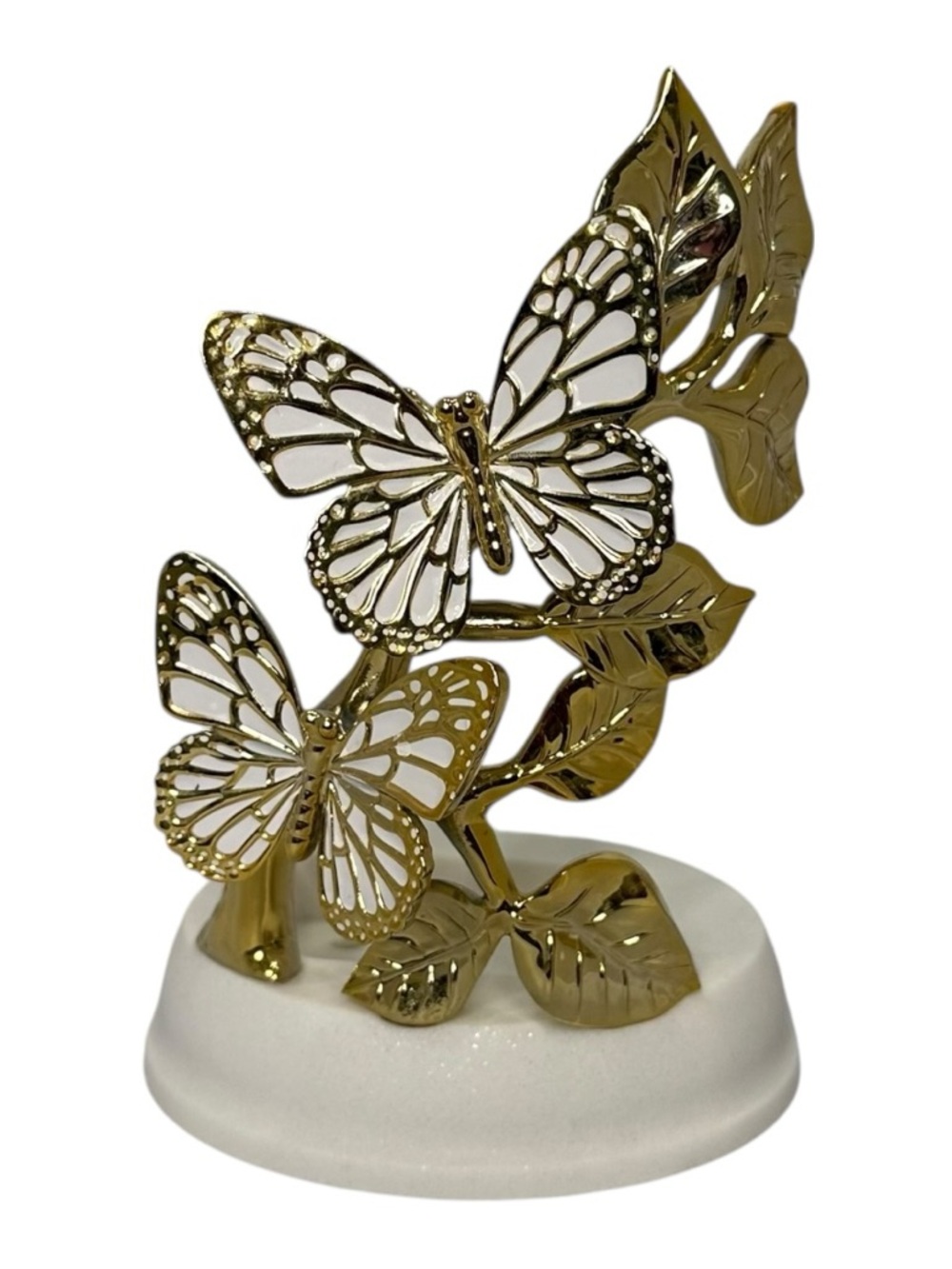 Bath and Body Works Butterflies Foaming Soap Holder Sleeve Gold Resin White Base
